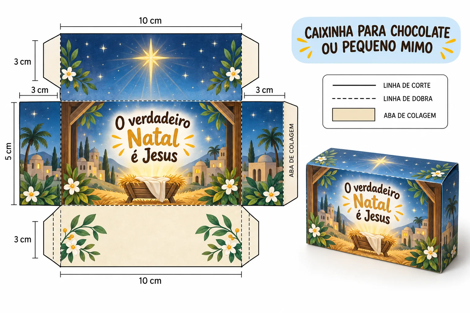 Caixinha para chocolate cristã de Natal