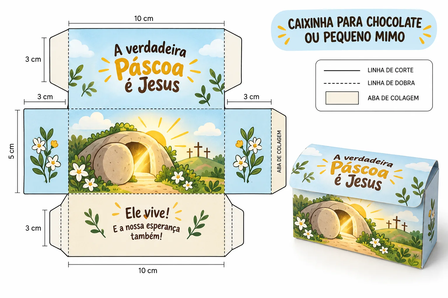 Caixinha para chocolate cristã de Páscoa